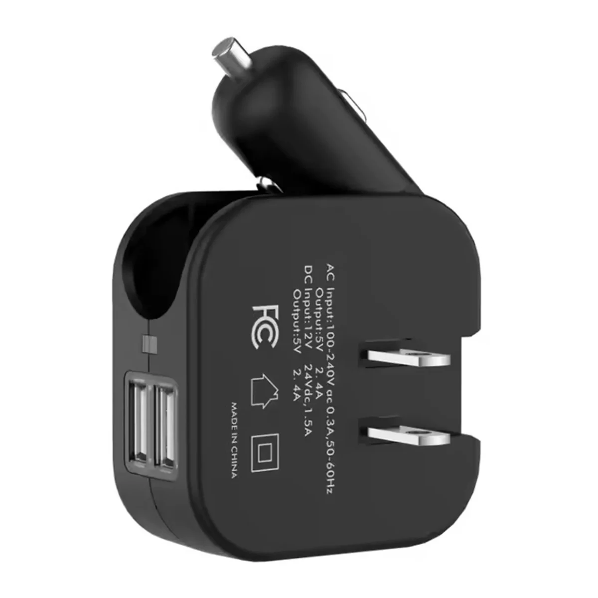 Dual Port USB Wall Car Charger with Folding Plug 1