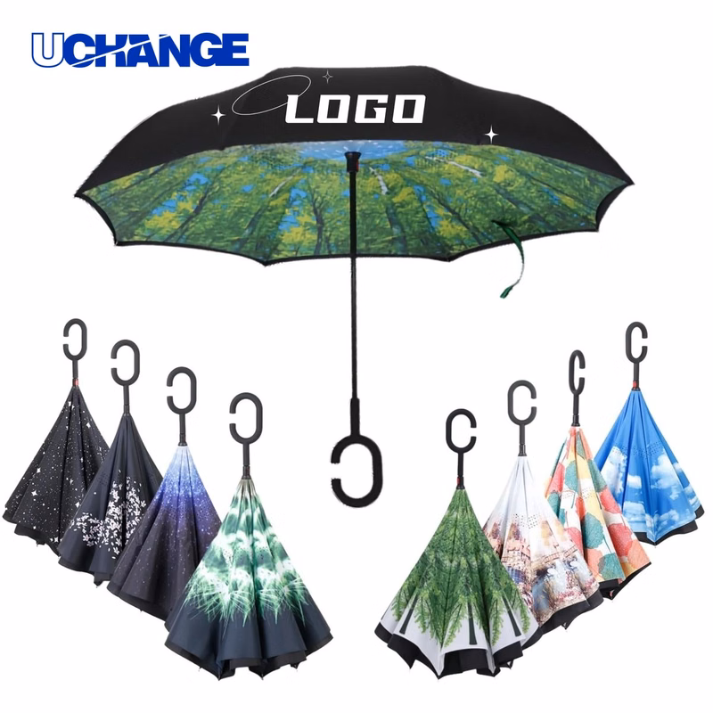 Reverse Folding Umbrella Compact Inverted Windproof for Travel