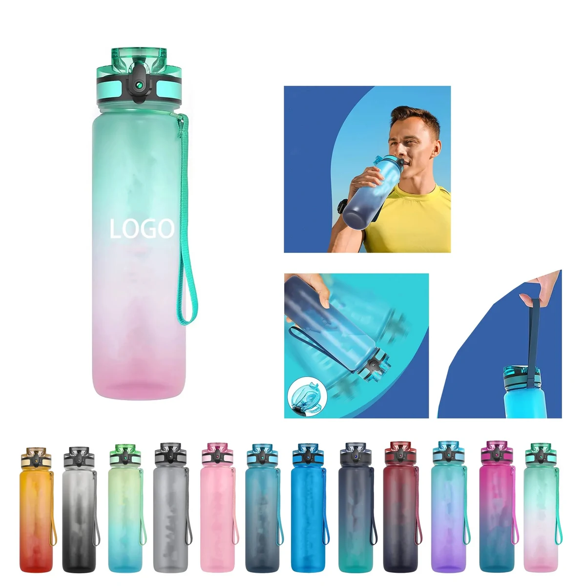 32 oz Motivational Sports Water Bottle with Time Marker 1