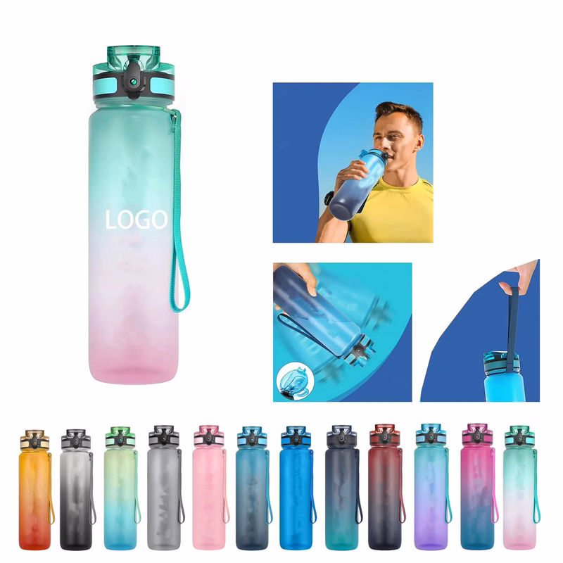 32 oz Motivational Sports Water Bottle with Time Marker