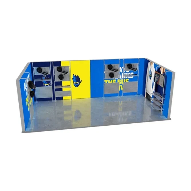 20ft Backlit Trade Show Display – LED Lightbox Display with Shelving 1