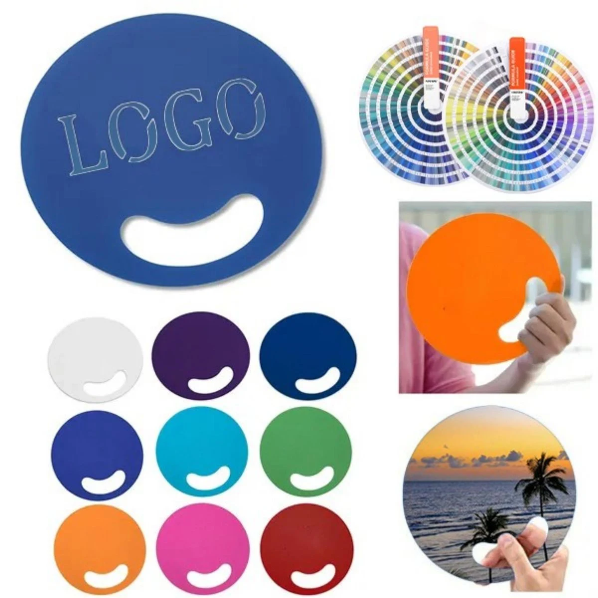 6-Inch Full-Color PP Plastic Round Hand Fan 1