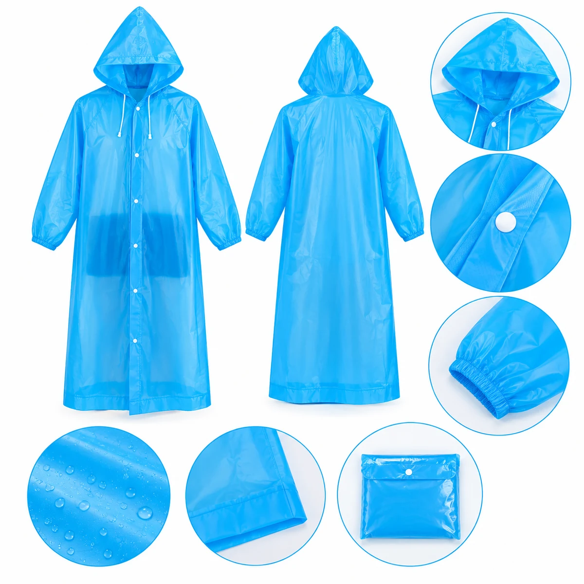 Reusable Hooded Rain Poncho 1