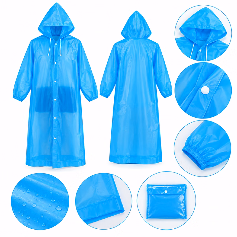 Reusable Hooded Rain Poncho