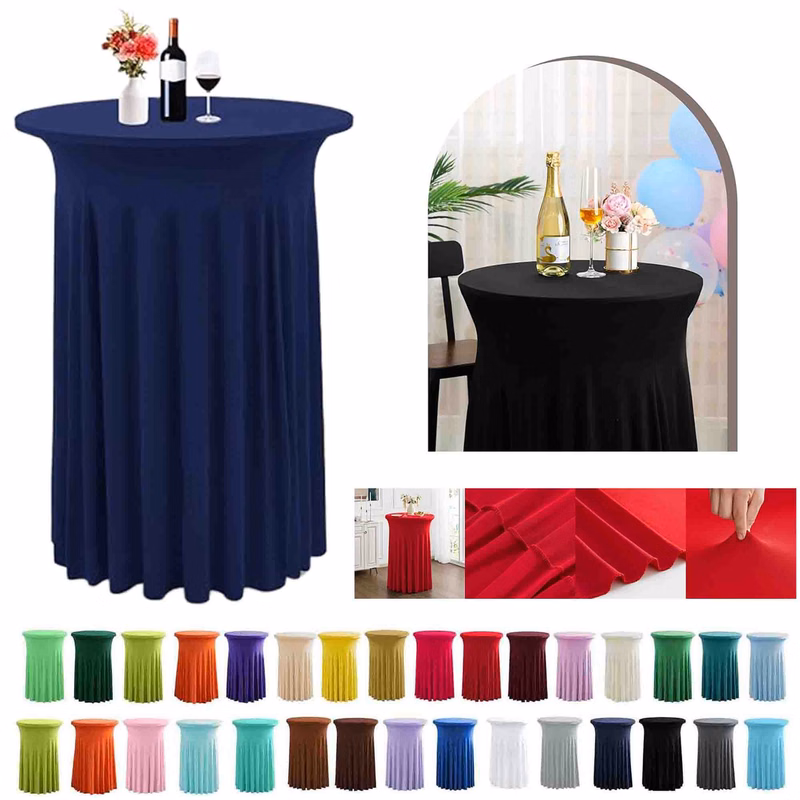 Cocktail Table Covers Spandex Stretch Round Tablecloth Skirt