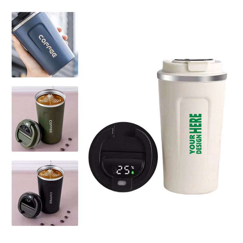 MOQ 50 Smart Temperature Measuring Coffee Mug Stainless Steel Vacuum Cup