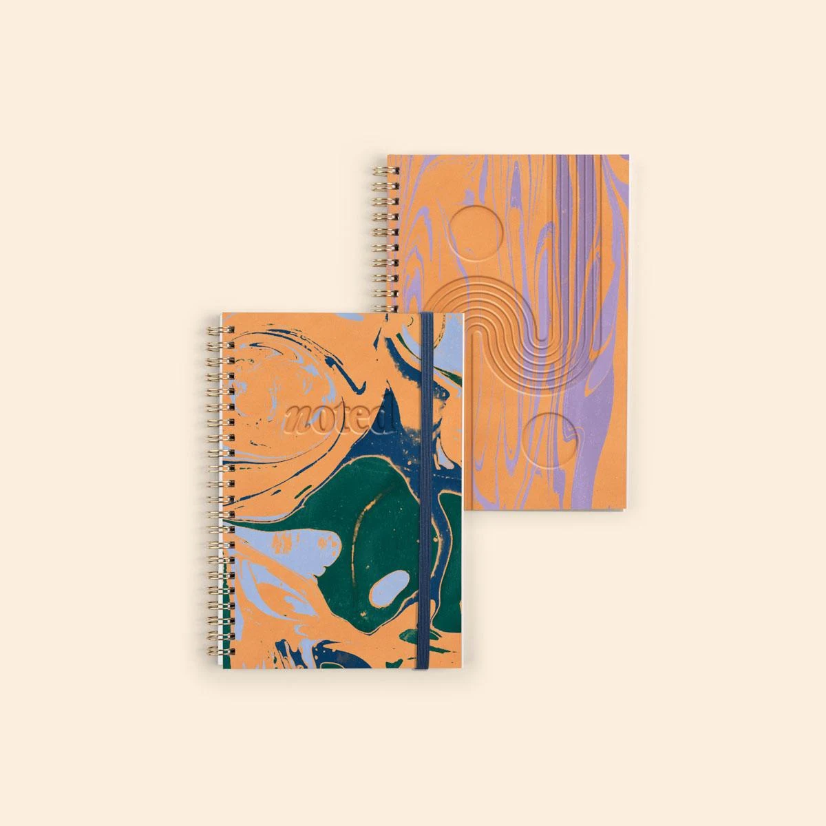 Journal - Marbled + Debossed Leather Cover - Size W 1