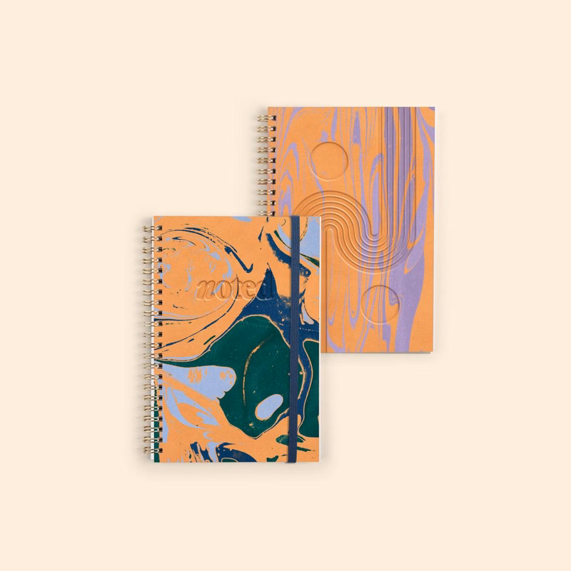 Journal - Marbled + Debossed Leather Cover - Size W