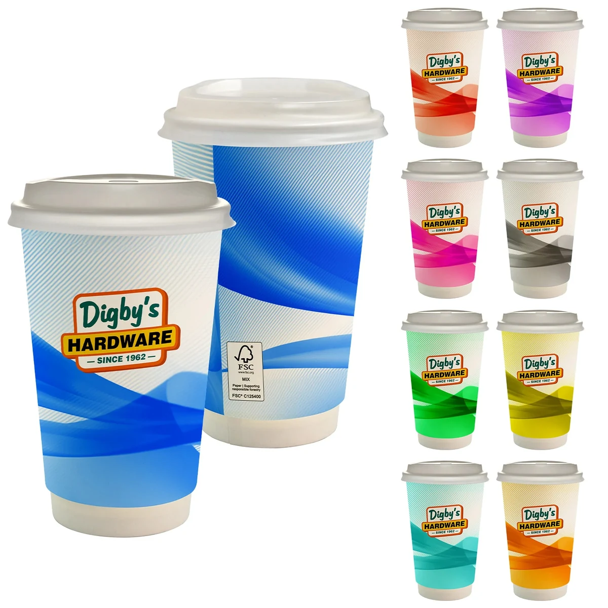 16 oz. Full Color Groovy Paper Cup With Lid 1