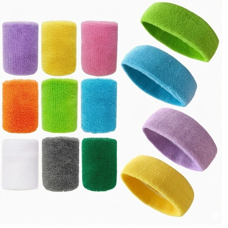 Terry Knit Sports Sweatband Set (Headband & Wristbands) 1