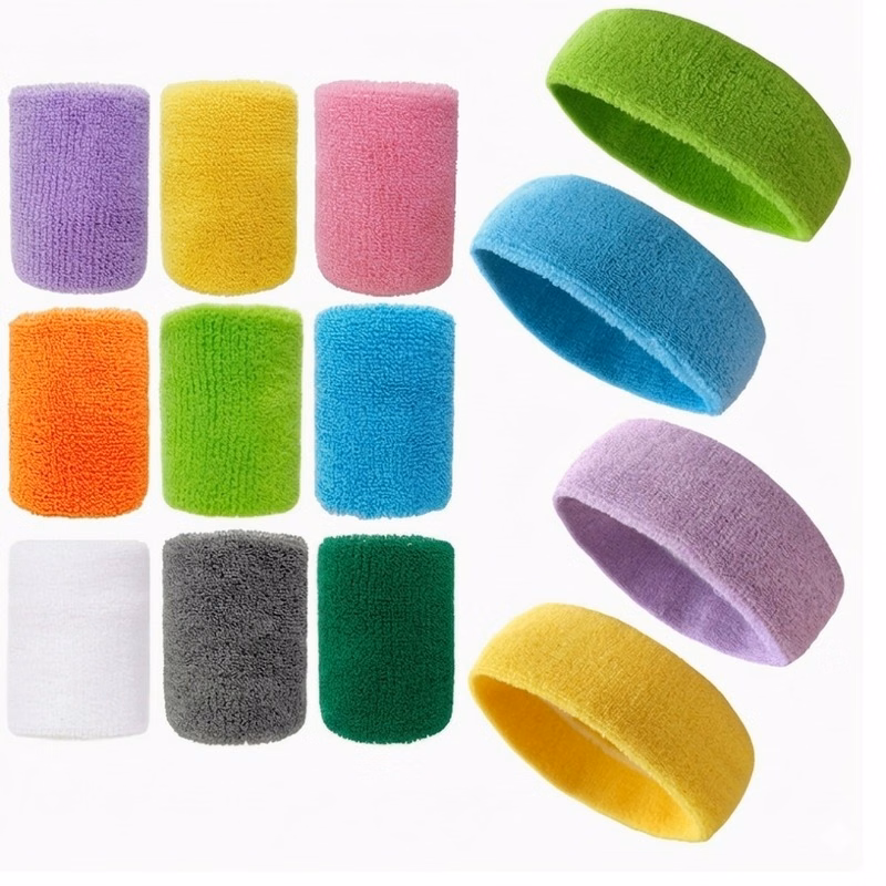 Terry Knit Sports Sweatband Set (Headband & Wristbands)