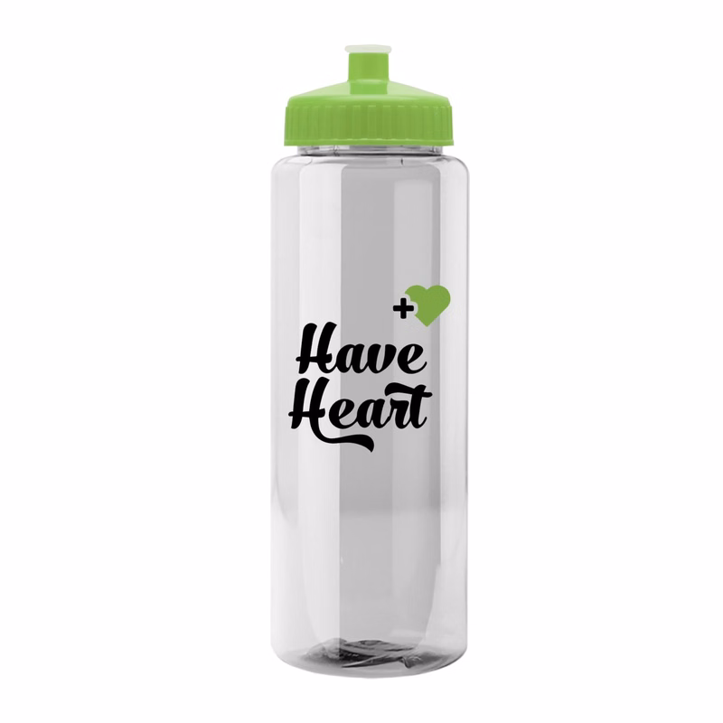 Push Pull Lid Transparent Sports Water Bottle, 32oz.