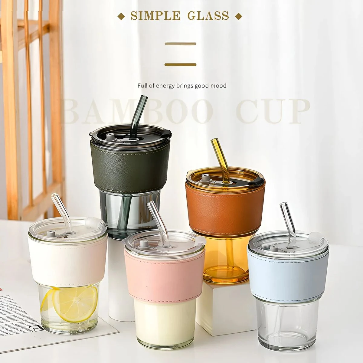 13 Oz Glass Tumbler With Straw 1