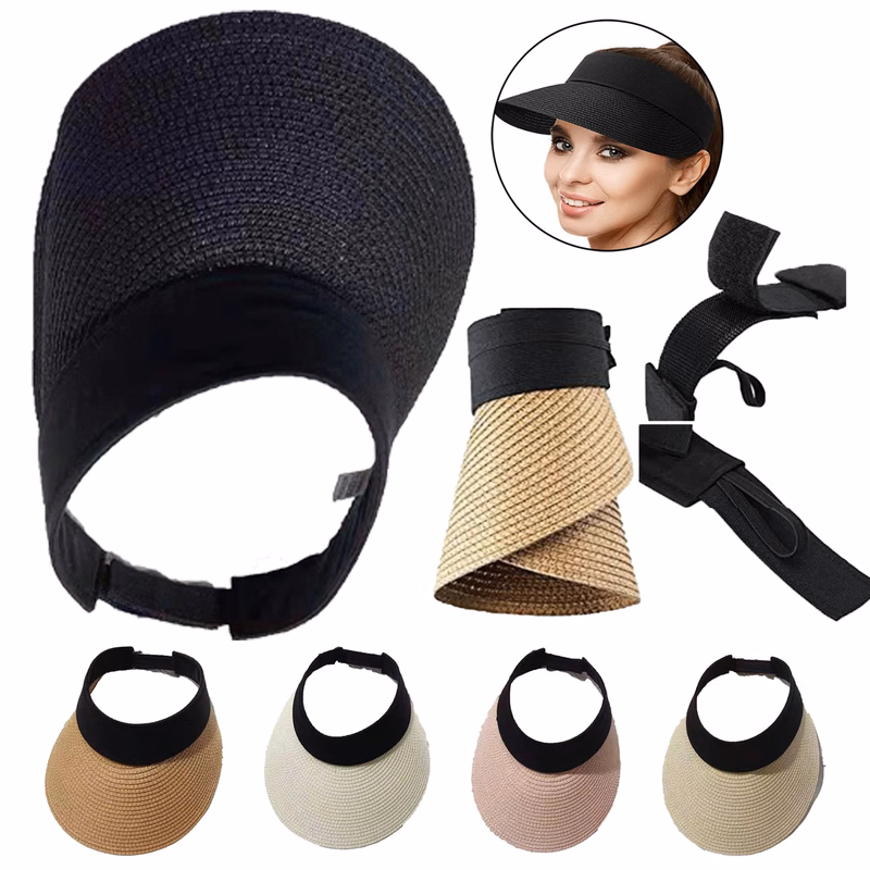 Women Straw Sun Visor Hat Wide Brim