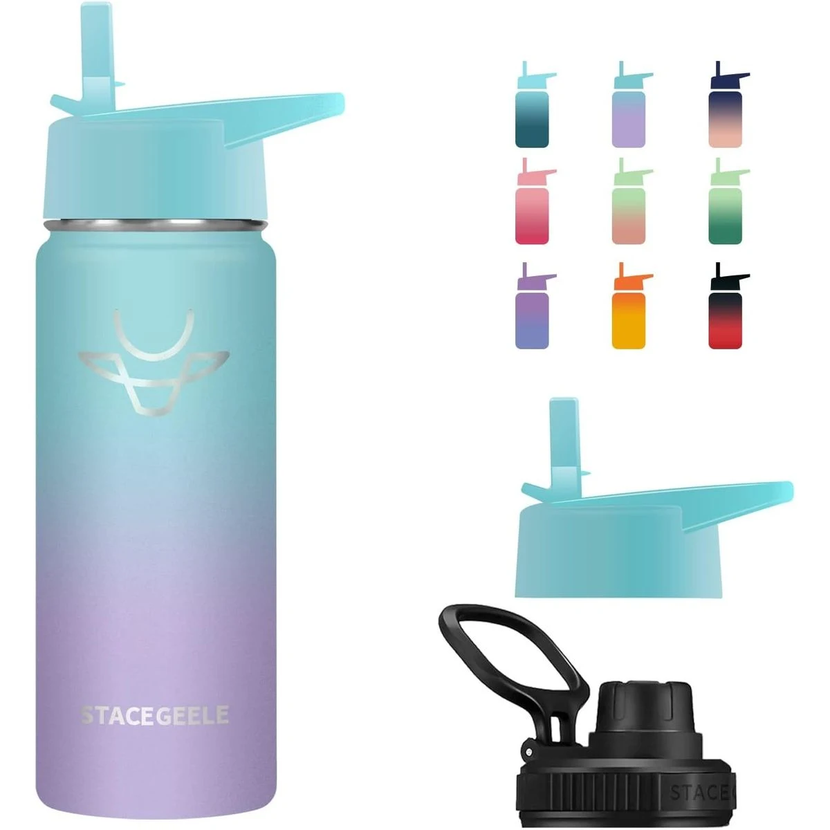 Insulated Vacuum Water Bottle for Kids with Straw Lid Stainless Steel Flask Thermos 1
