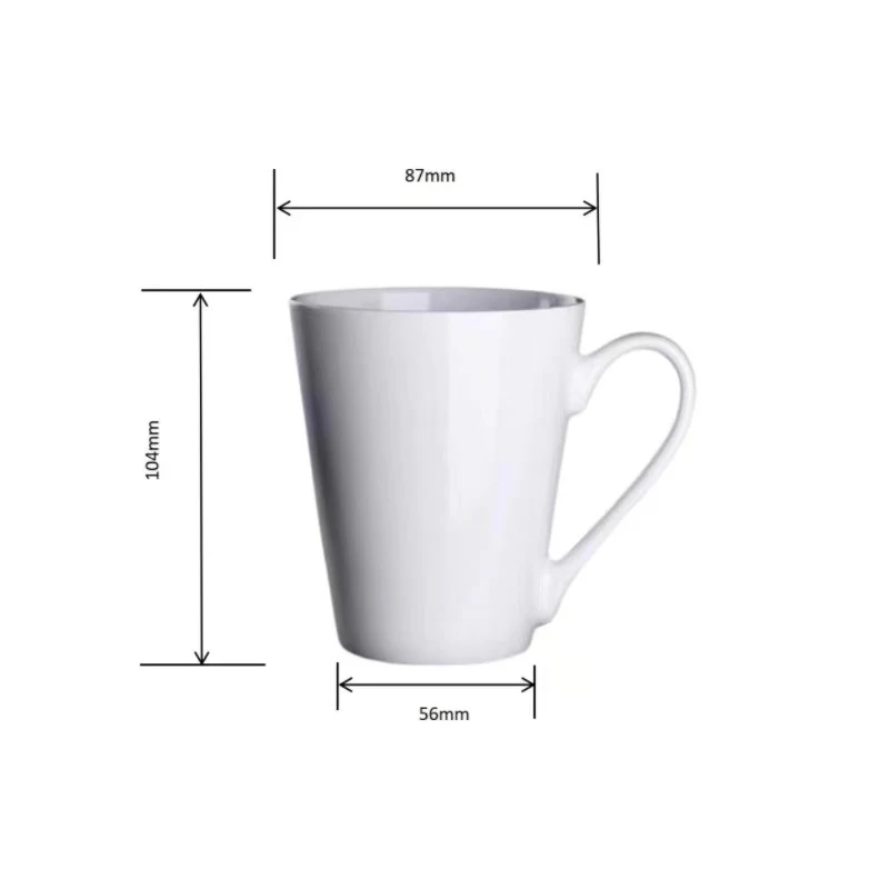 12 oz V Shape White Ceramic Mug 1
