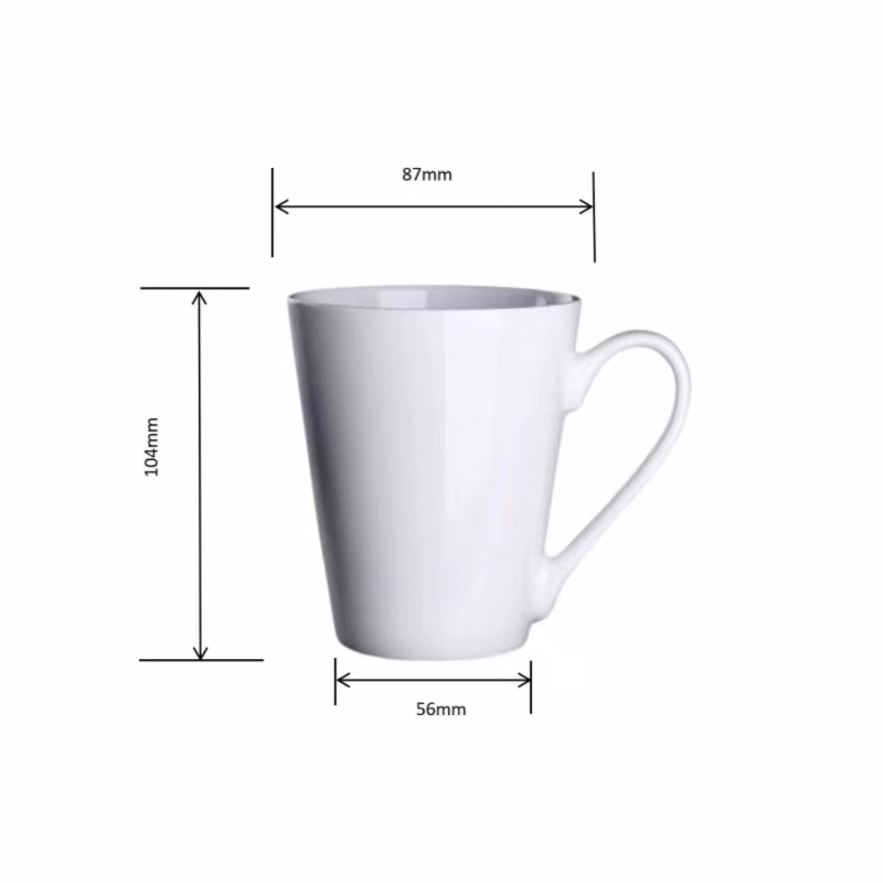 12 oz V Shape White Ceramic Mug