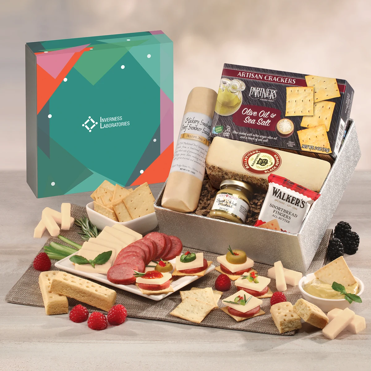 Snack Lover's Gift Box with Green Geometric Sleeve 1
