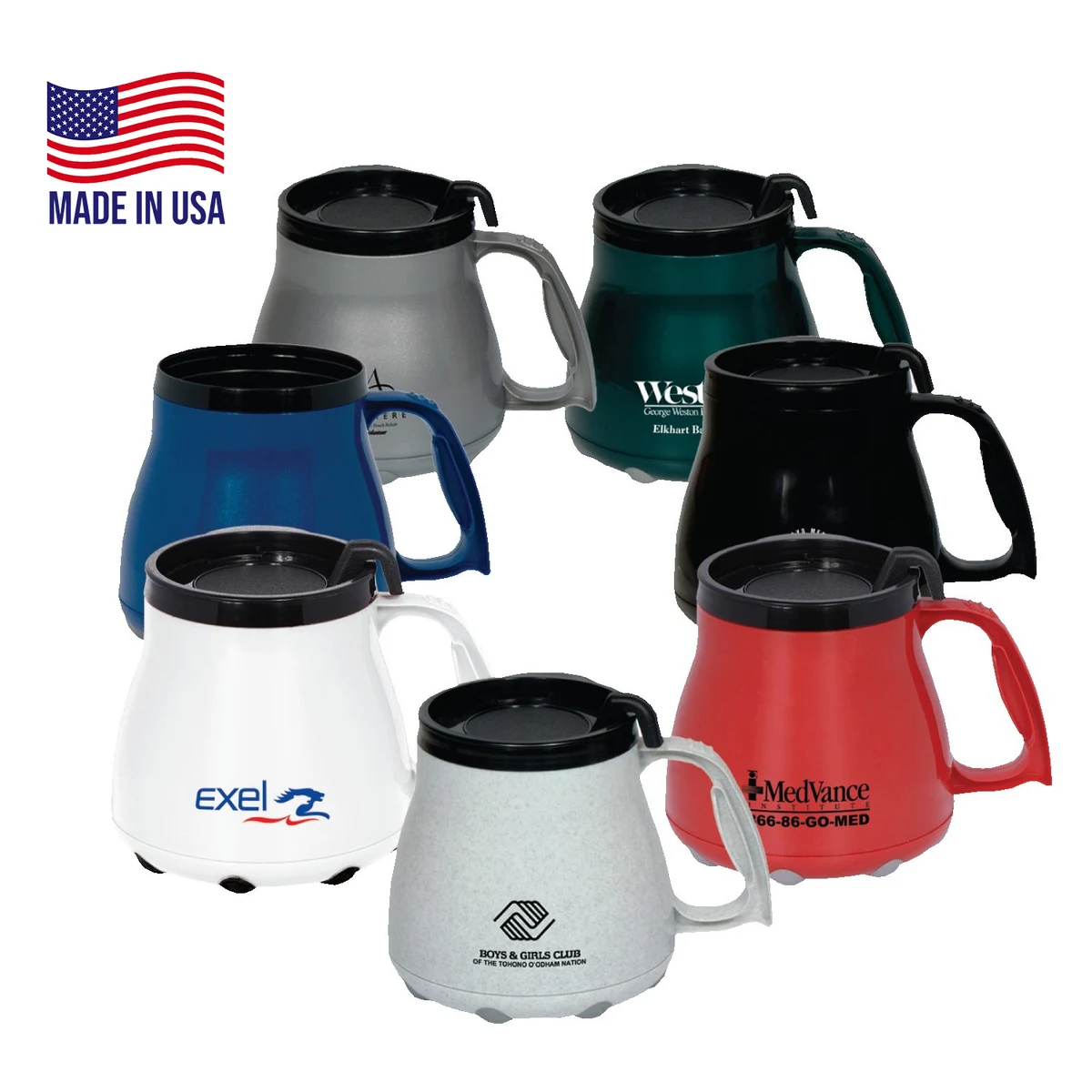 16 oz. USA Made Low Rider Mug with Special Rubber Grip Base & Slider Lid 1