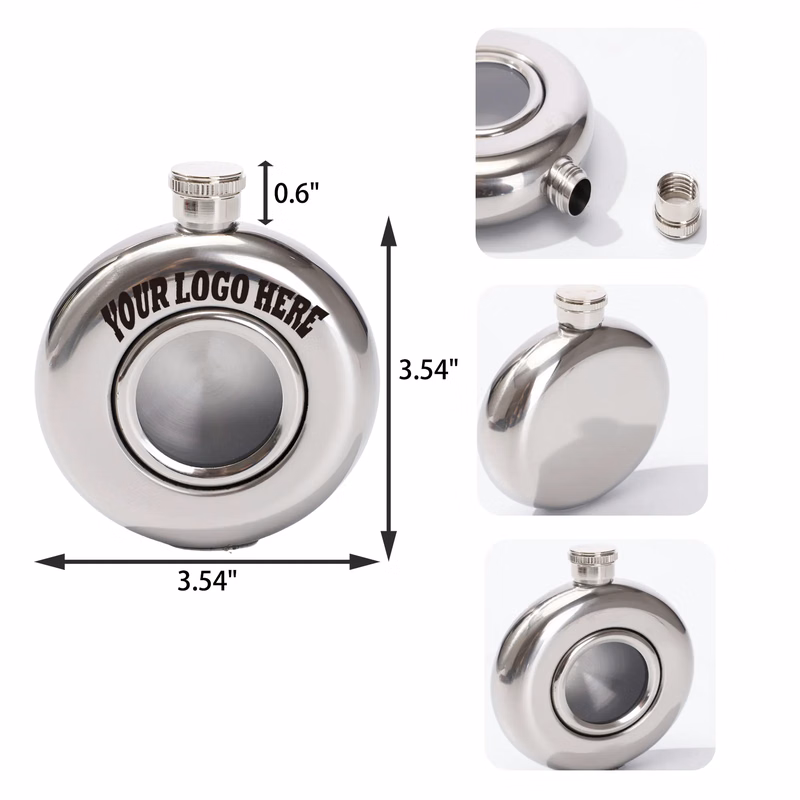 MOQ 30 PCS 5 OZ Round Stainless Steel Hip Flask