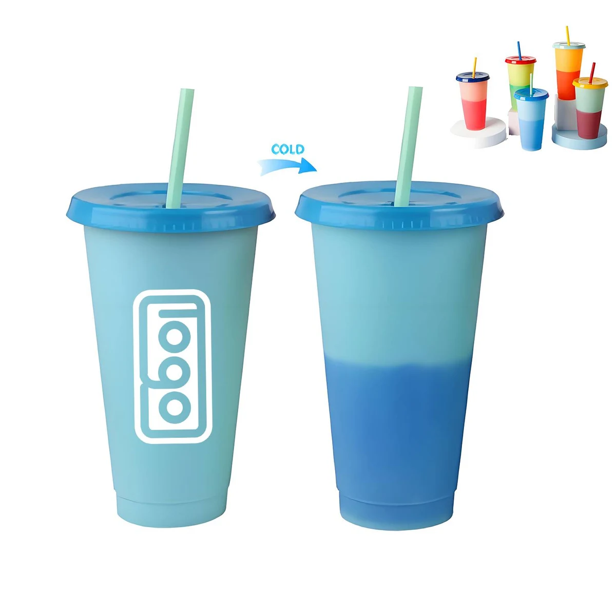24oz Color Changing Reusable Straw Tumbler 1