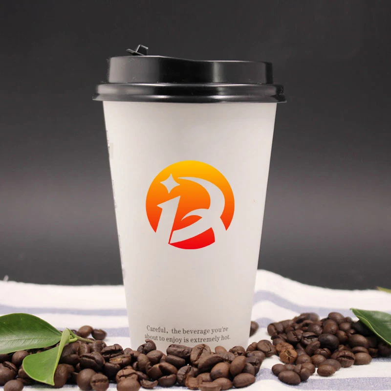 16 oz disposable coffee paper cup with lid 1