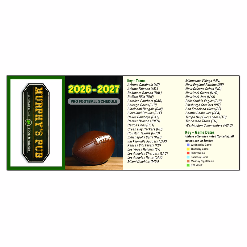 POCKET PAMPHLET - Pro Football Schedule Pocket Pamphlet