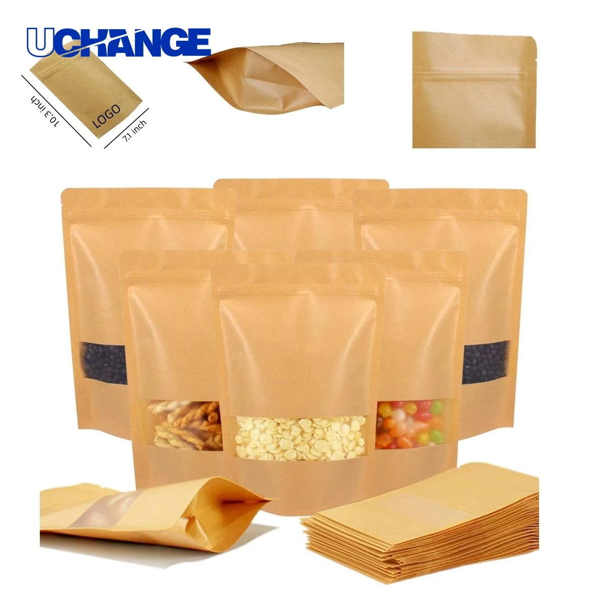 Kraft Paper Stand-Up Self-Sealing Bag 1