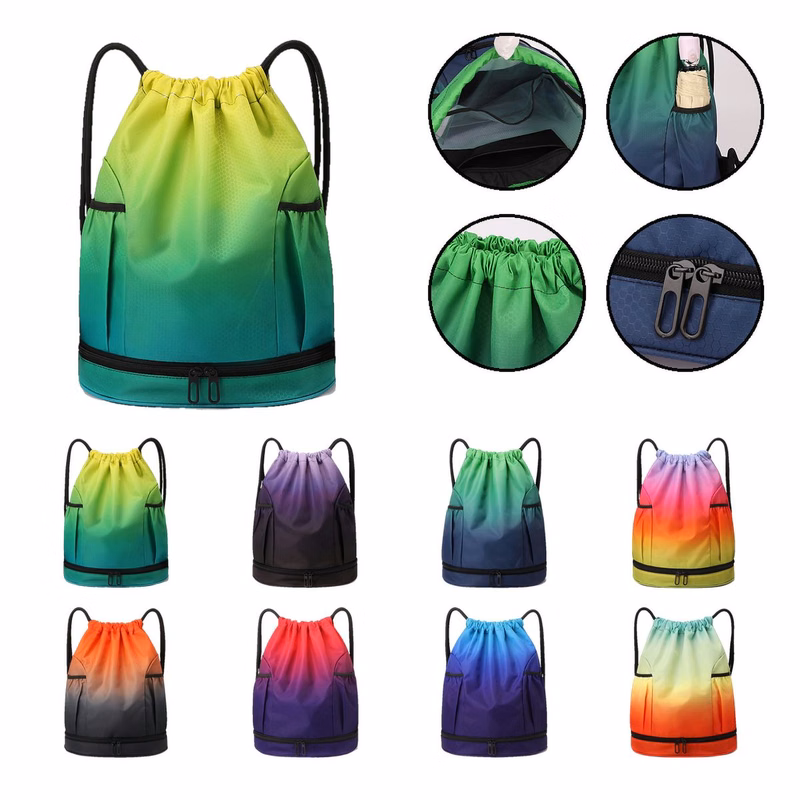 Gradient Wet-Dry Drawstring Swim Bag