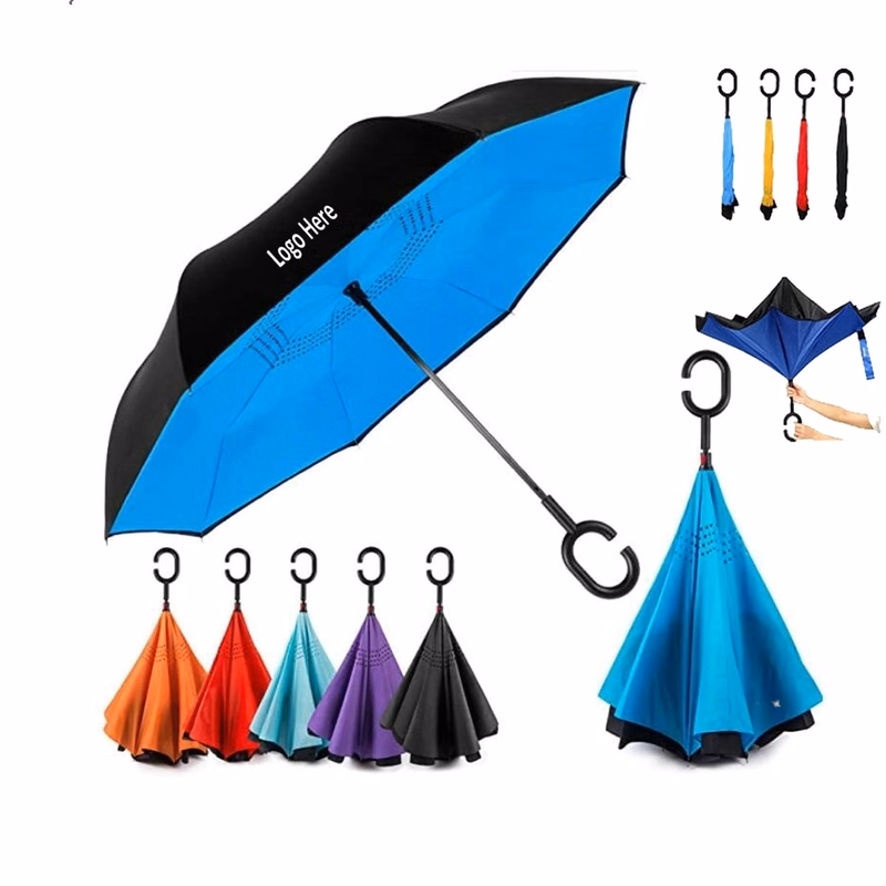 Double Layer Waterproof Car Inverted Umbrella with C-shaped