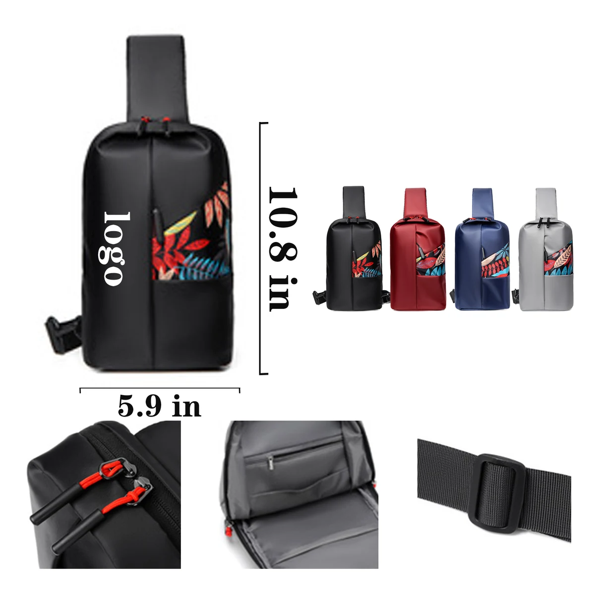 MOQ 30 Customizable Full Color Fashionable Single Shoulder Chest Bag 1