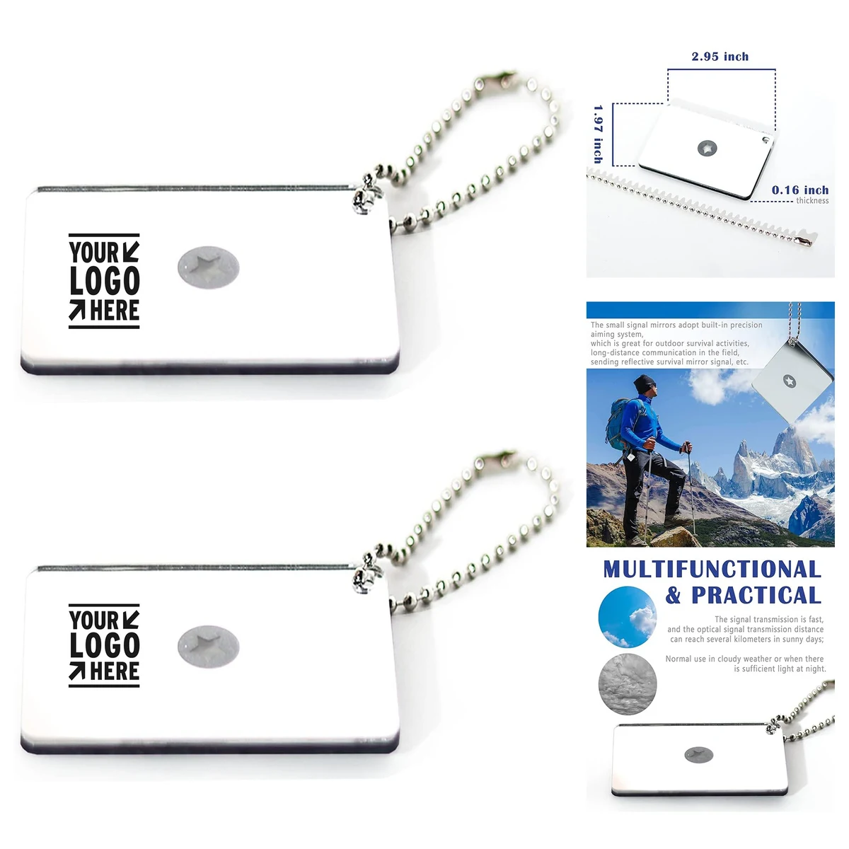 2 Pieces Signal Mirror Survival Reflective Outdoor Multifunctional Signal Emergency Rescue Mirror 1