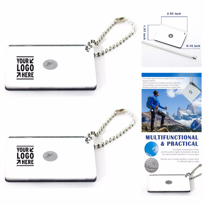 2 Pieces Signal Mirror Survival Reflective Outdoor Multifunctional Signal Emergency Rescue Mirror