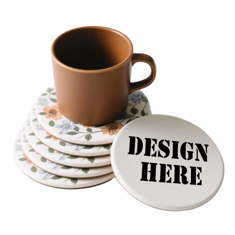Elegant Ceramic Coaster Set with Natural Cork Bottom