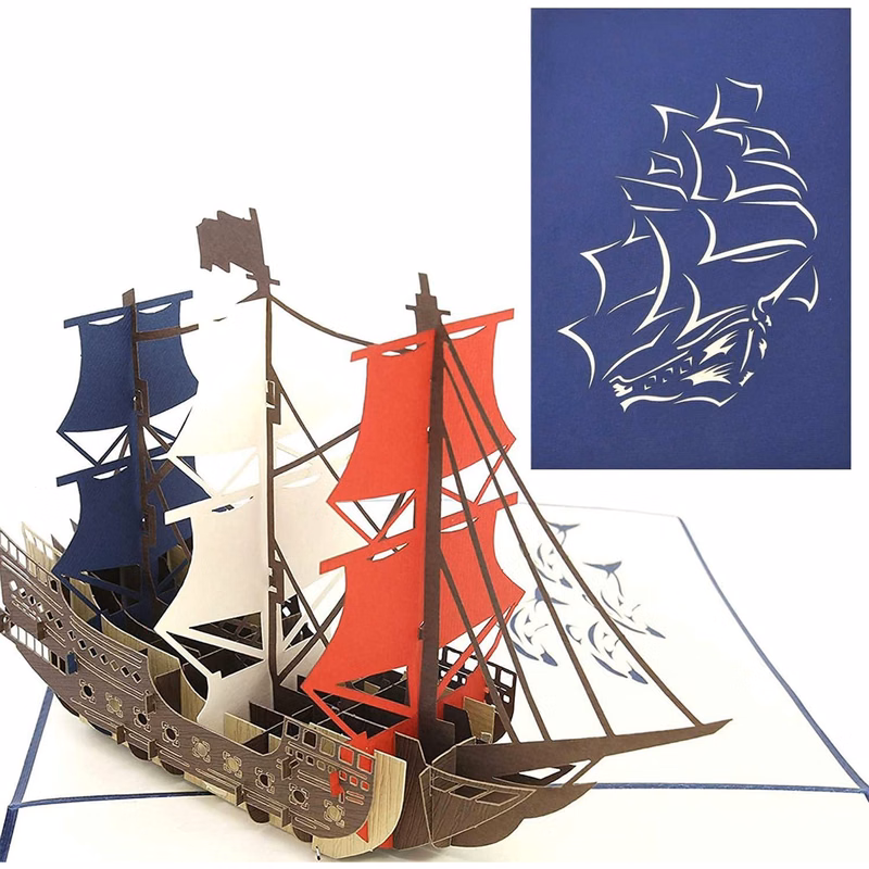 Man O' War Ship Pop Up Card