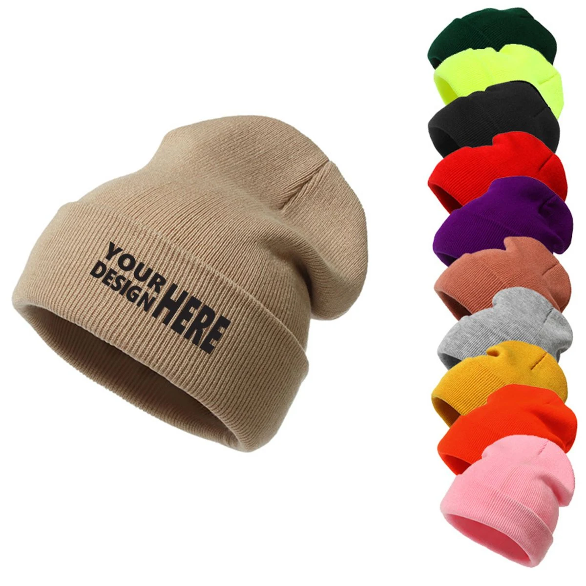 Solid Color Knit Beanie Winter Warm Candy Acrylic Hat 1