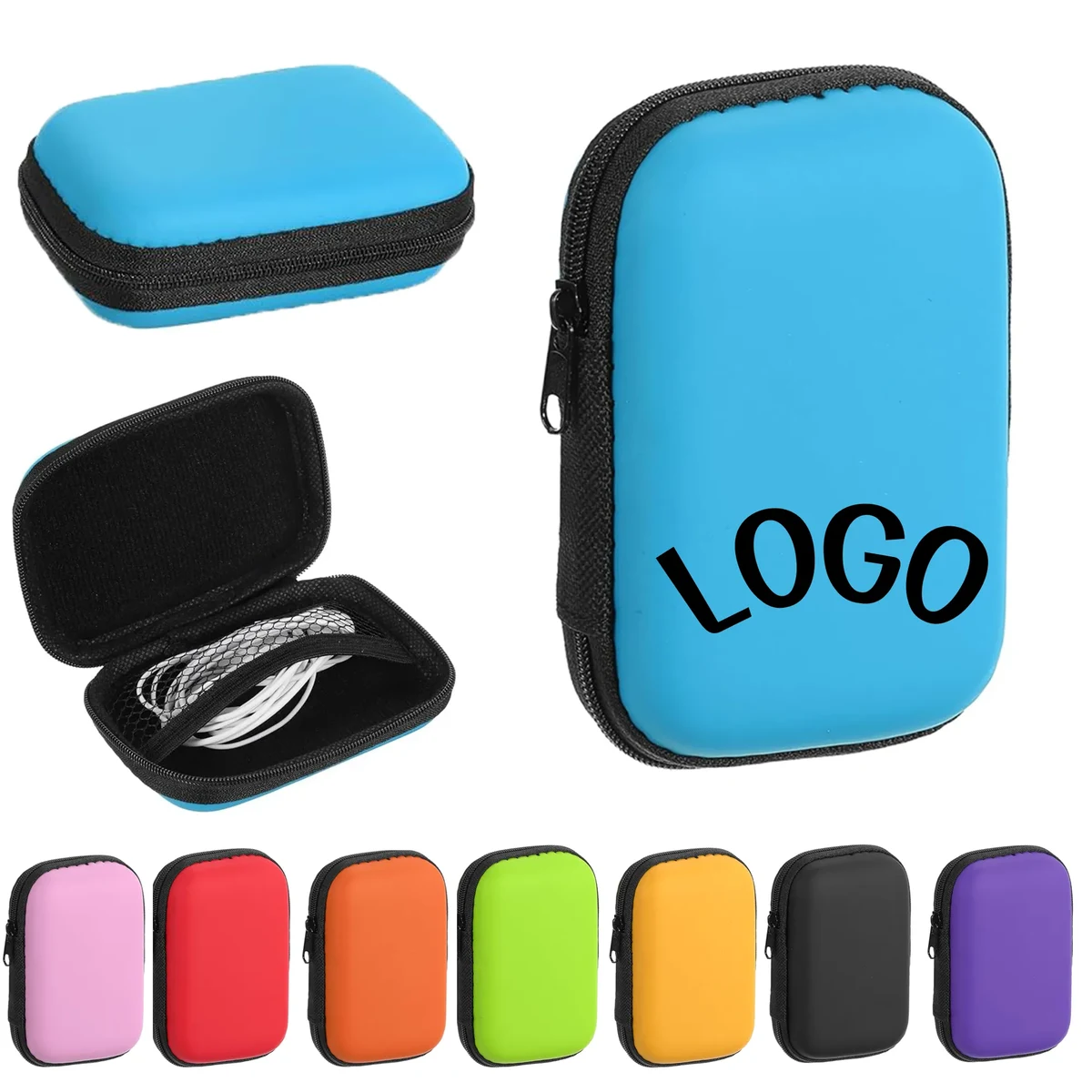 MOQ Portable EVA Earphone Case with Mesh Pocket Organizer 1