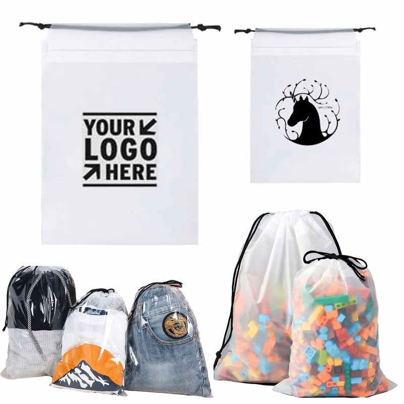 Frosted Transparent Double Drawstring Pouch Waterproof