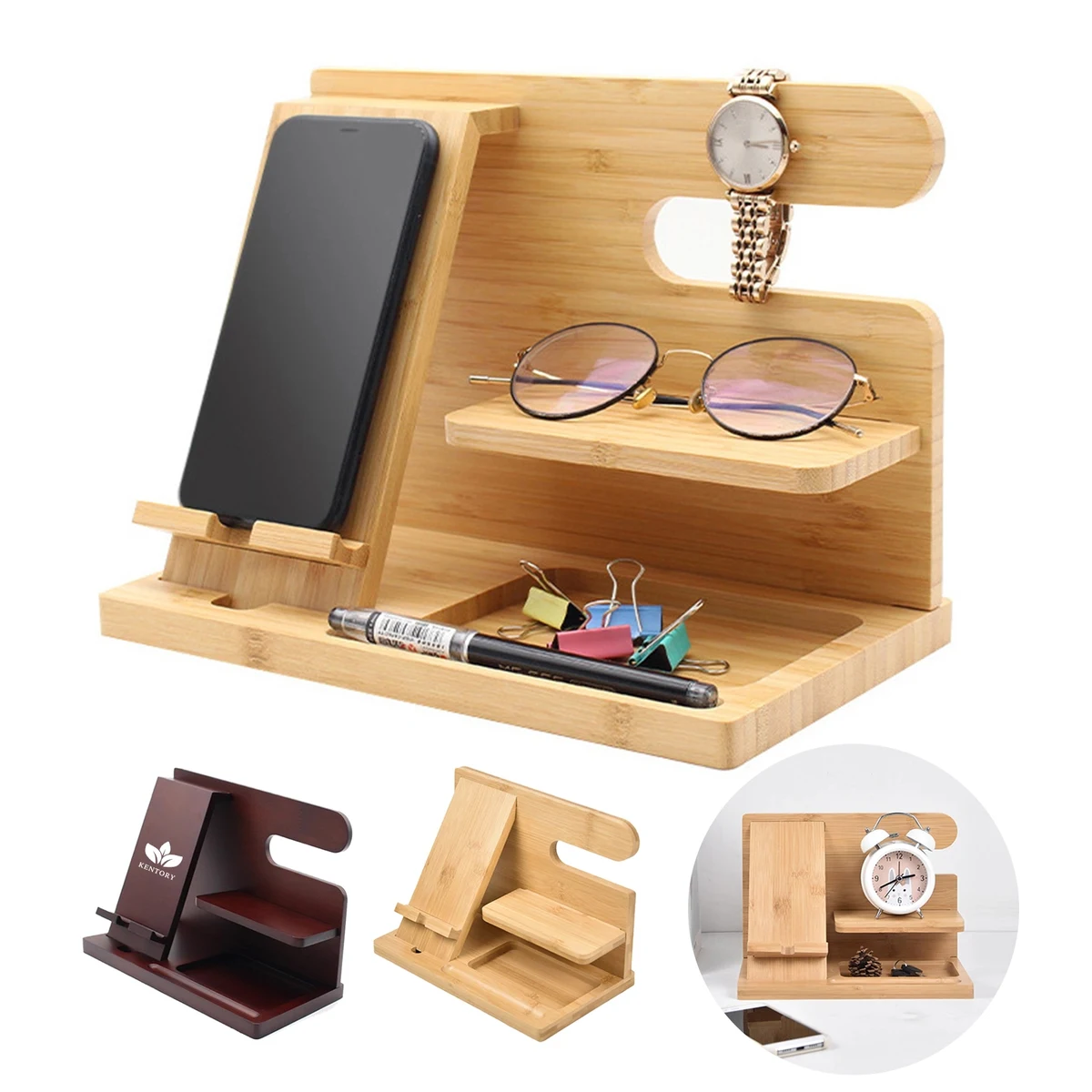 Wood Phone Docking Station Desk Organizer 1