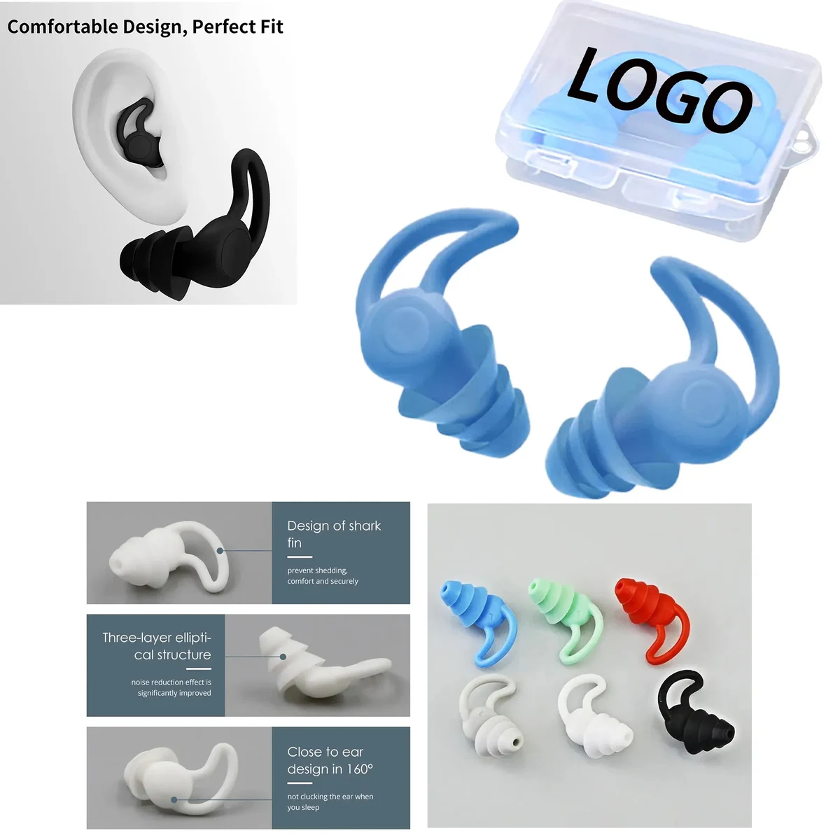 Silicone Noise-Isolating Earplugs Travel Noise Protection 1