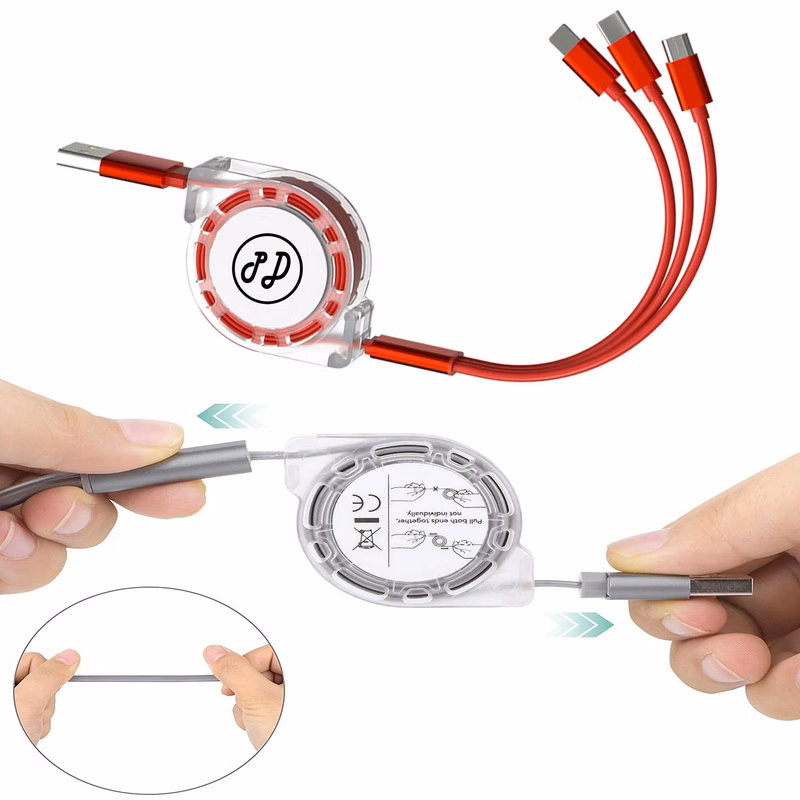 Retractable 3 in 1 Multiple Charging Cord Adapter