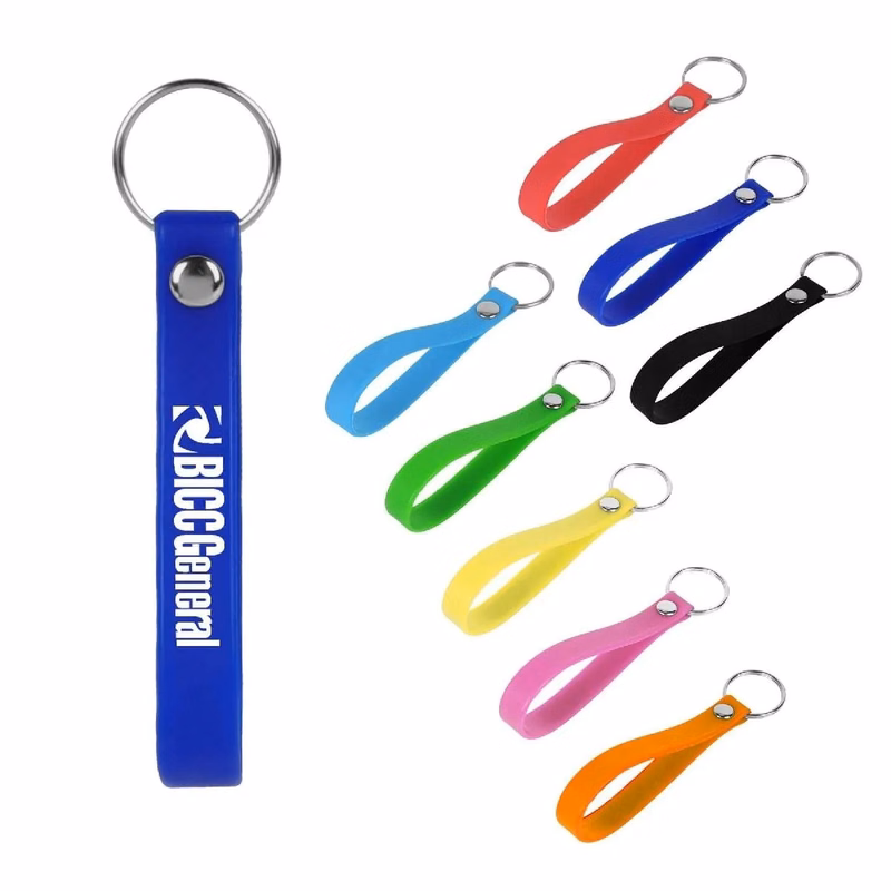 1/2"W SCREEN PRINTED SILICONE BRACELET KEYRING