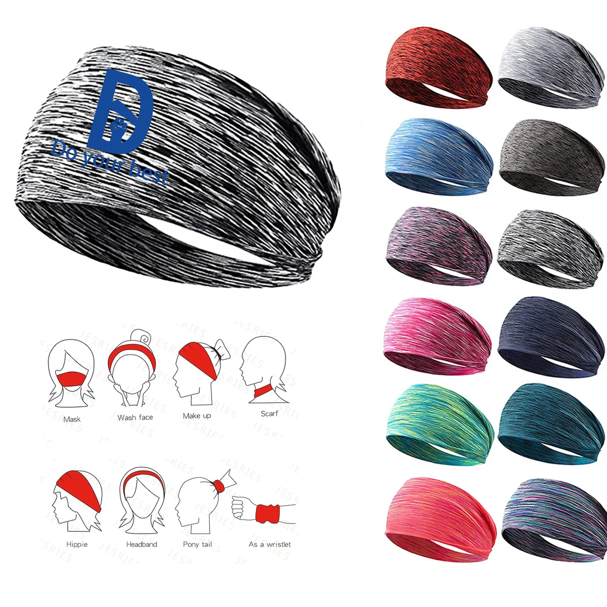 MOQ 50 Absorbent Colourful Headscarf 1