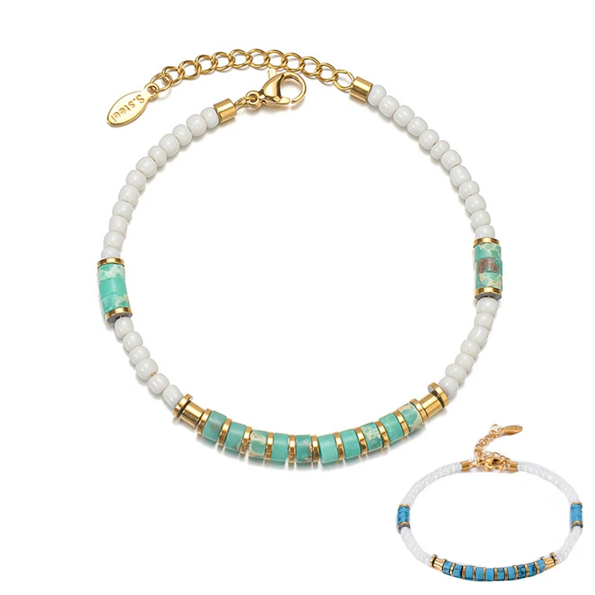 Stainless steel turquoise bracelet 1