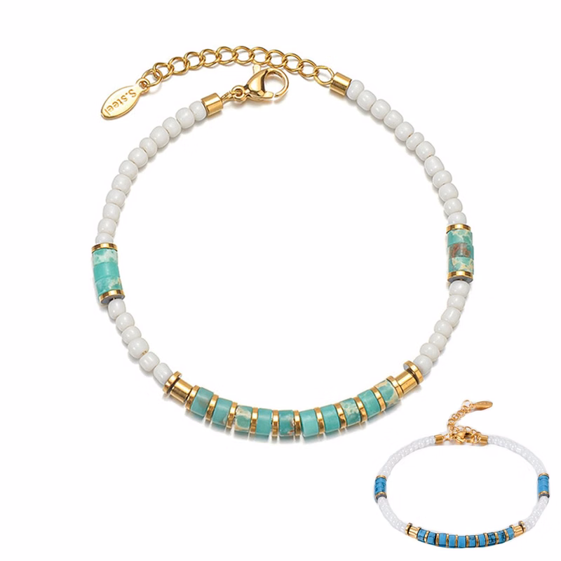Stainless steel turquoise bracelet