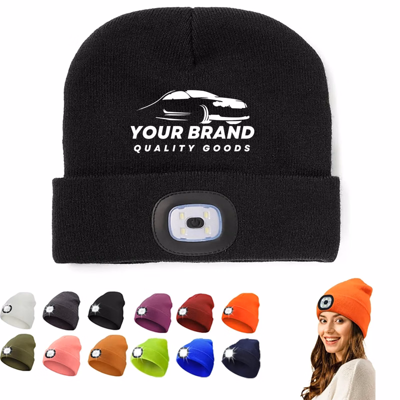 Unisex LED Beanie with Light Hands Free Headlamp Hats
