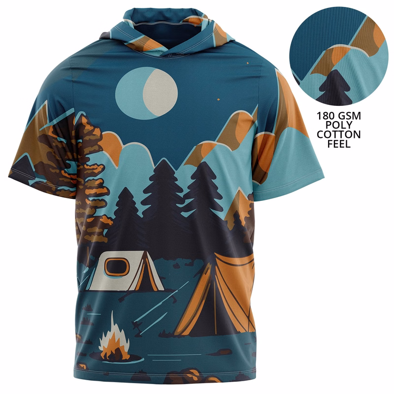 Youth 180 GSM Cotton Feel Sublimated Short Sleeve Hooded T-shirt