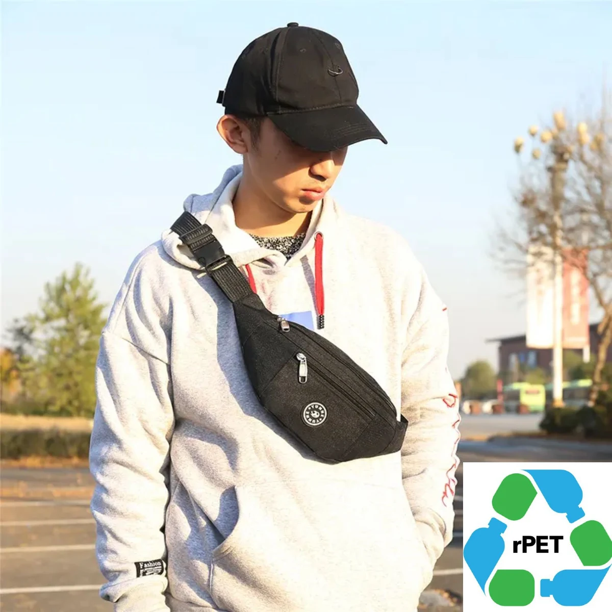 3 Zipper Waist Bag rPET Recycled 600D Polyester Fanny Pack 1