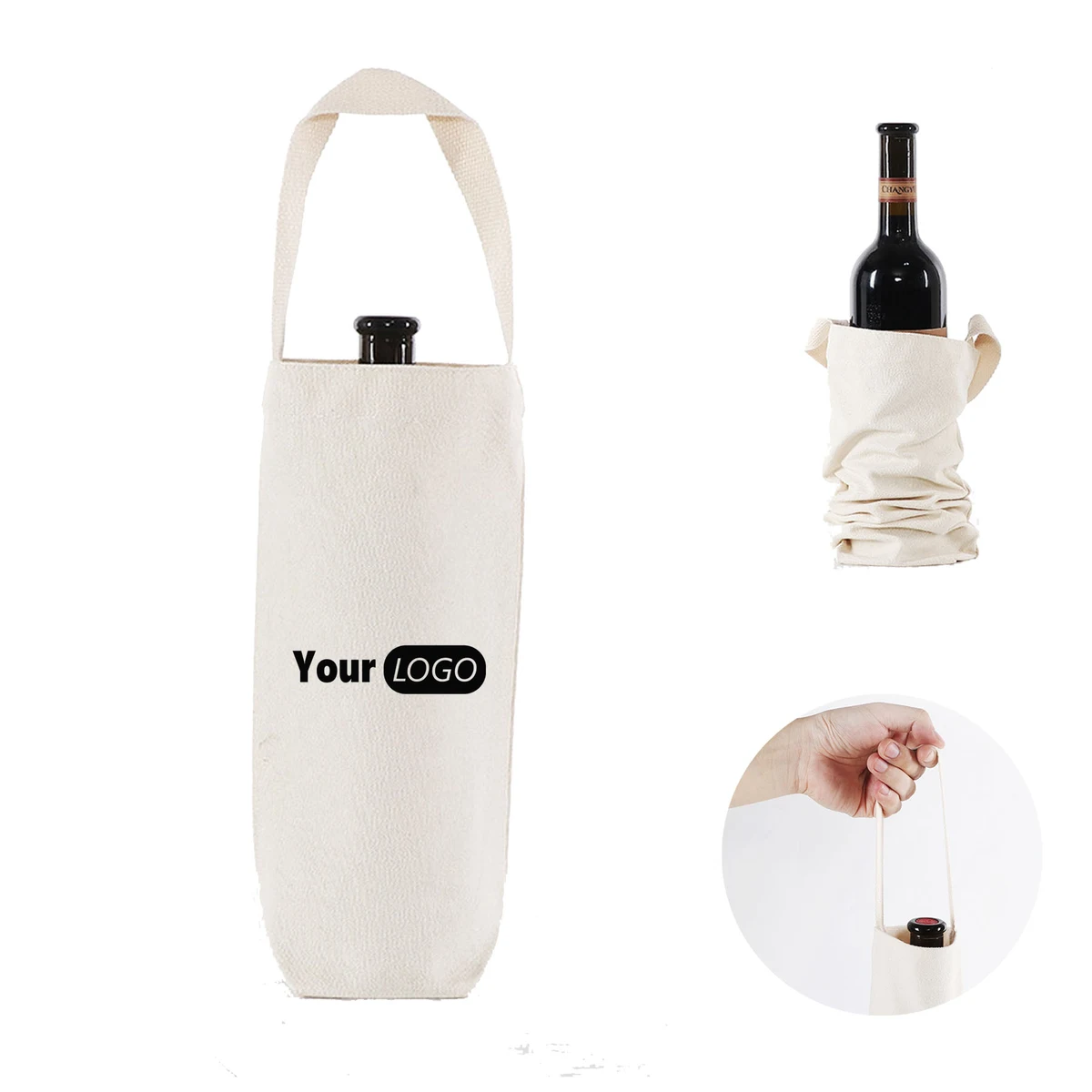 Canvas Wine Tote Bag, custom tote bag with logo imprint 1