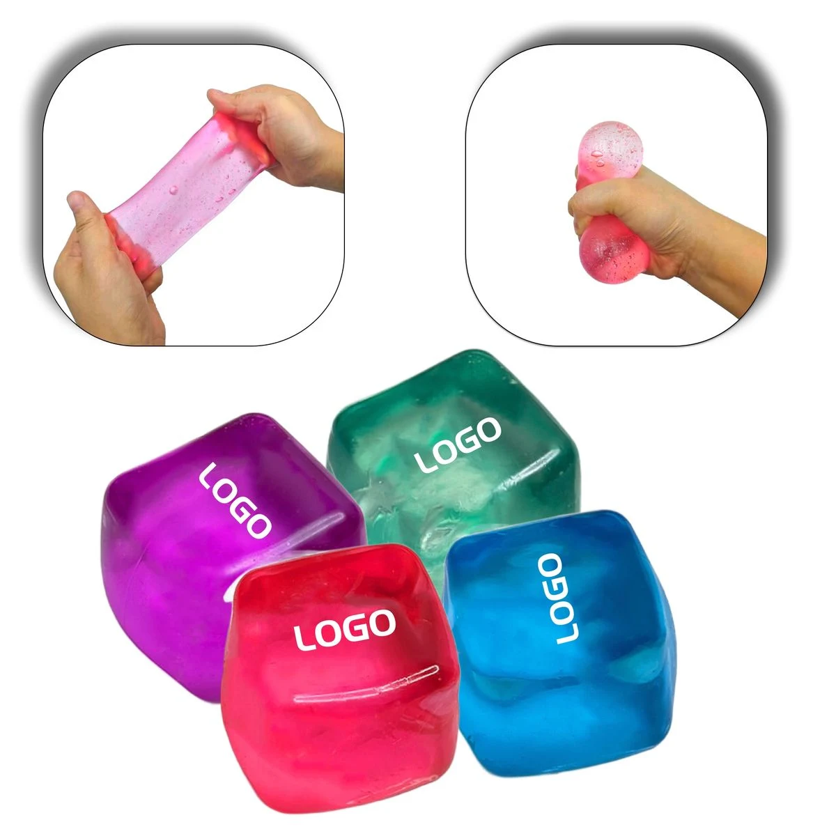 2" Clear Square Squishy Stress Ball - Soft Tension Relief 1